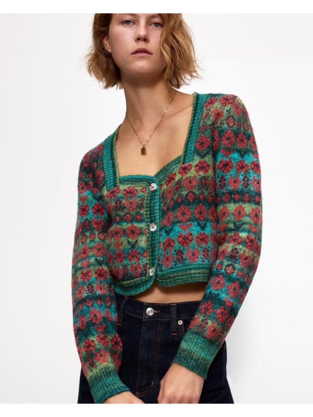 ZARA Jacquard Knit Cardigan